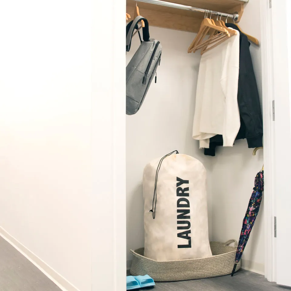 Wholesale "Laundry" Graphic Drawstring Laundry Bag 2-Pack - Beige